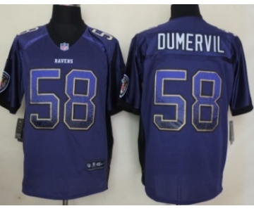 Nike Baltimore Ravens #58 Elvis Dumervil Drift Fashion Purple Elite Jersey