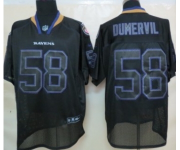 Nike Baltimore Ravens #58 Elvis Dumervil Lights Out Black Elite Jersey