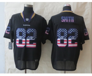 Nike Baltimore Ravens #82 Torrey Smith 2014 USA Flag Fashion Black Elite Jersey