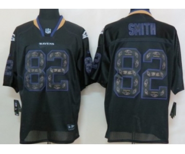 Nike Baltimore Ravens #82 Torrey Smith Lights Out Black Ornamented Elite Jersey