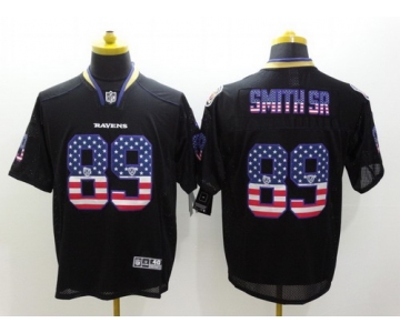 Nike Baltimore Ravens #89 Steve Smith Sr 2014 USA Flag Fashion Black Elite Jersey