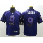 Nike Baltimore Ravens #9 Justin Tucker Drift Fashion Purple Elite Jersey