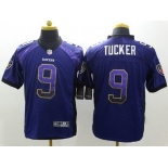 Nike Baltimore Ravens #9 Justin Tucker Drift Fashion Purple Elite Jersey