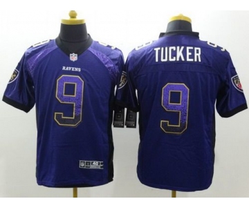 Nike Baltimore Ravens #9 Justin Tucker Drift Fashion Purple Elite Jersey