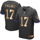 Nike Ravens #17 Mike Wallace Black Alternate Men's Stitched NFL New Elite Gold Jersey