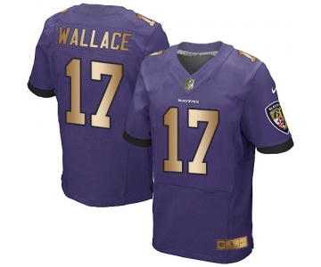 Nike Ravens #17 Mike Wallace Purple Team Color Men's Stitched NFL New Elite Gold Jersey