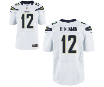 Men's San Diego Chargers #12 Travis Benjamin White Road Stitched NFL Nike Elite Jersey