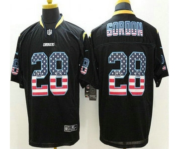 Men's San Diego Chargers #28 Melvin Gordon Black USA Flag Fashion NFL Nike Elite Jersey