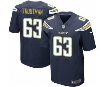 Men's San Diego Chargers #63 Johnnie Troutman Navy Blue Team Color NFL Nike Elite Jersey