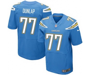 Men's San Diego Chargers #77 King Dunlap Light Blue Alternate NFL Nike Elite Jersey