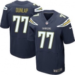 Men's San Diego Chargers #77 King Dunlap Navy Blue Team Color NFL Nike Elite Jersey