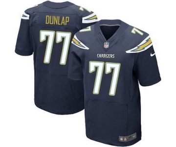 Men's San Diego Chargers #77 King Dunlap Navy Blue Team Color NFL Nike Elite Jersey