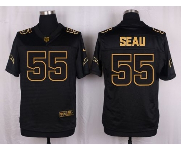 Nike Chargers #55 Junior Seau Black Men's Stitched NFL Elite Pro Line Gold Collection Jersey
