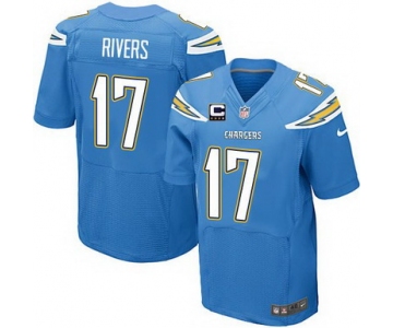 Nike San Diego Chargers #17 Philip Rivers 2013 Light Blue C Patch Elite Jersey