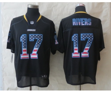 Nike San Diego Chargers #17 Philip Rivers 2014 USA Flag Fashion Black Elite Jersey