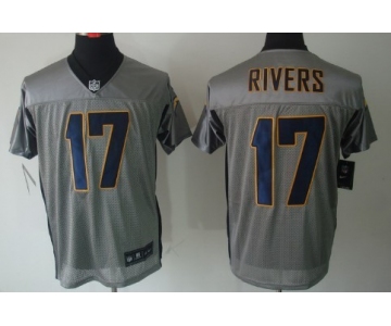 Nike San Diego Chargers #17 Philip Rivers Gray Shadow Elite Jersey