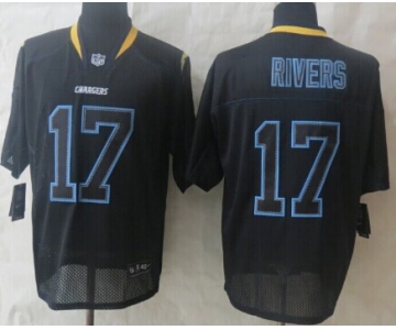 Nike San Diego Chargers #17 Philip Rivers Lights Out Black Elite Jersey