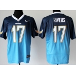 Nike San Diego Chargers #17 Philip Rivers Navy Blue/Light Blue Fadeaway Elite Jersey