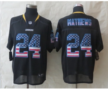 Nike San Diego Chargers #24 Ryan Mathews 2014 USA Flag Fashion Black Elite Jersey