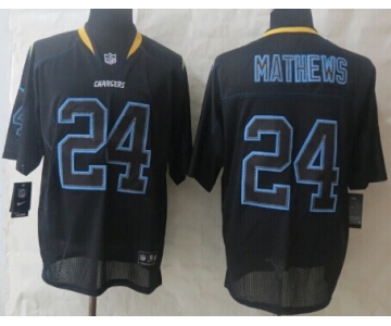 Nike San Diego Chargers #24 Ryan Mathews Lights Out Black Elite Jersey