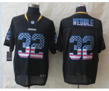 Nike San Diego Chargers #32 Eric Weddle 2014 USA Flag Fashion Black Elite Jersey