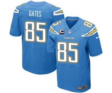 Nike San Diego Chargers #85 Antonio Gates 2013 Light Blue C Patch Elite Jersey