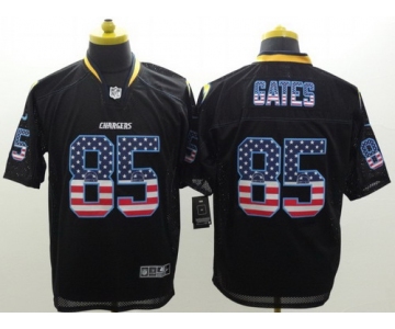 Nike San Diego Chargers #85 Antonio Gates 2014 USA Flag Fashion Black Elite Jersey