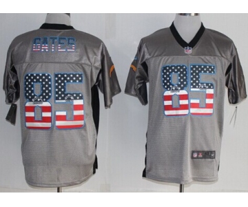 Nike San Diego Chargers #85 Antonio Gates 2014 USA Flag Fashion Gray Elite Jersey