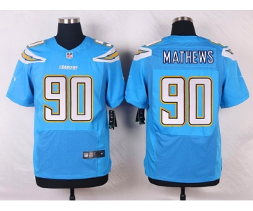 Nike San Diego Chargers #90 Ricardo Mathews Light Blue Alternate NFL Nike Elite Jersey