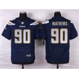 Nike San Diego Chargers #90 Ricardo Mathews Navy Blue Team Color NFL Nike Elite Jersey