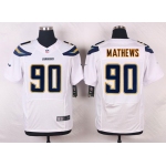 Nike San Diego Chargers #90 Ricardo Mathews White Road NFL Nike Elite Jersey