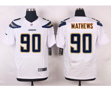 Nike San Diego Chargers #90 Ricardo Mathews White Road NFL Nike Elite Jersey