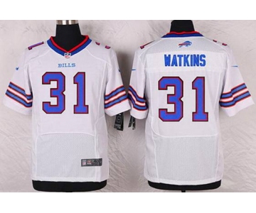 Men's Buffalo Bills #31 Jaylen Watkins White Road NFL Nike Elite Jersey