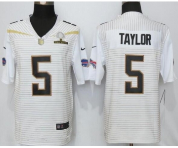 Men's Buffalo Bills #5 Tyrod Taylor White 2016 Pro Bowl Stitched NFL Nike Elite Jersey