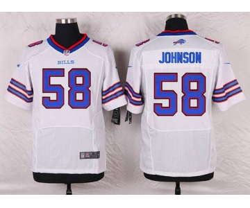 Men's Buffalo Bills #58 Randell Johnson White Road NFL Nike Elite Jersey