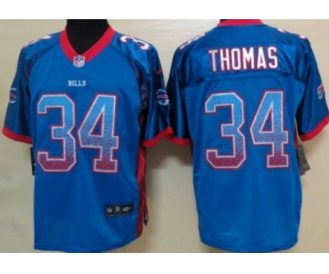 Nike Buffalo Bills #34 Thurman Thomas Drift Fashion Blue Elite Jersey