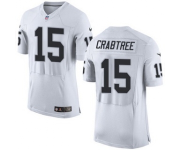 Men's Oakland Raiders #15 Michael Crabtree White Road 2015 NFL Nike Elite Jersey