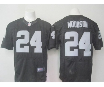 Men's Oakland Raiders #24 Charles Woodson Black Team Color 2015 NFL Nike Elite Jersey