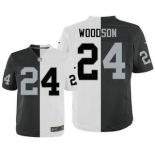 Men's Oakland Raiders #24 Charles Woodson Black With White Two Tone Elite Jersey