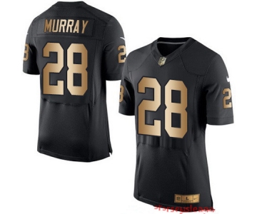 Men's Oakland Raiders #28 Latavius Murray Black With Gold Stitched NFL Nike Elite Jersey