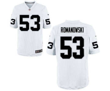 Men's Oakland Raiders Retired Player #53 Bill Romanowski White NFL Nike Elite Jersey