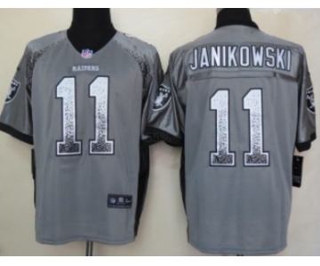 Nike Oakland Raiders #11 Sebastian Janikowski Drift Fashion Gray Elite Jersey