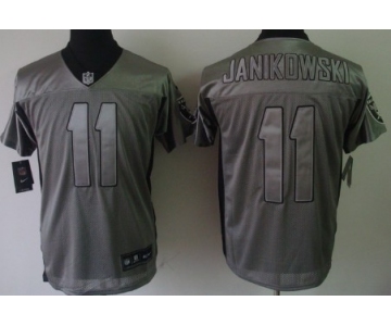 Nike Oakland Raiders #11 Sebastian Janikowski Gray Shadow Elite Jersey