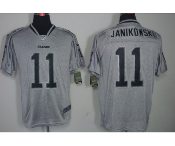 Nike Oakland Raiders #11 Sebastian Janikowski Lights Out Gray Elite Jersey