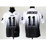 Nike Oakland Raiders #11 Sebastian Janikowski White/Black Fadeaway Elite Jersey