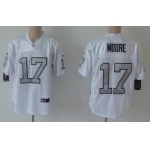 Nike Oakland Raiders #17 Denarius Moore White With Silvery Elite Jersey