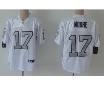 Nike Oakland Raiders #17 Denarius Moore White With Silvery Elite Jersey