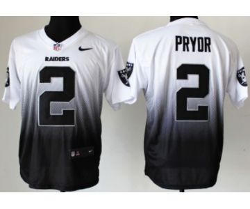 Nike Oakland Raiders #2 Terrelle Pryor White/Black Fadeaway Elite Jersey