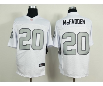 Nike Oakland Raiders #20 Darren McFadden White With Silvery Elite Jersey