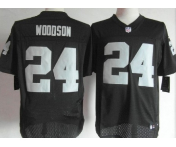 Nike Oakland Raiders #24 Charles Woodson Black Elite Jersey